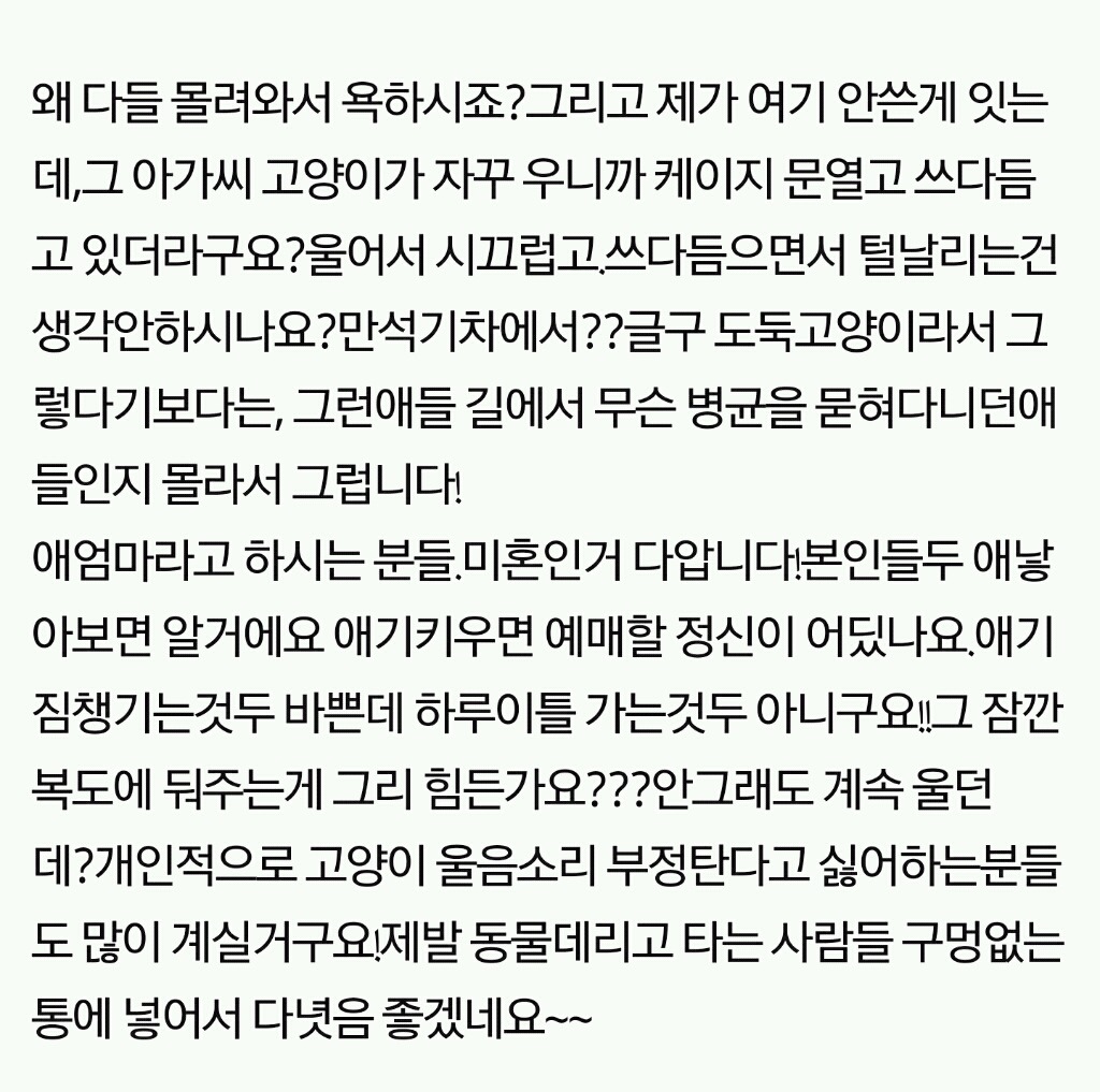 고양이 데리고 기차탄 아가씨...정말 죽을뻔 했네요... | 인스티즈