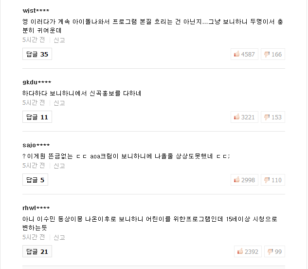 보니하니 아이돌 출연 반응 차이.jpg | 인스티즈